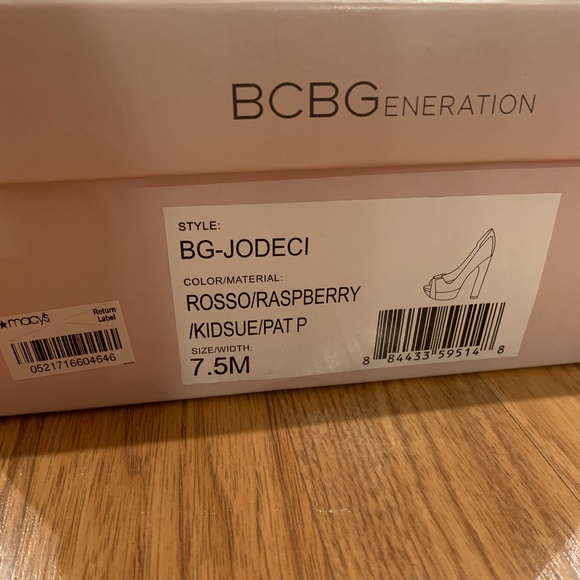 BCBG Red Suede Peep Toe Platform Heels - Picture 7 of 7